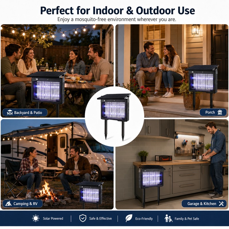 Solar Bug Zapper for Indoor & Outdoor Use – USB