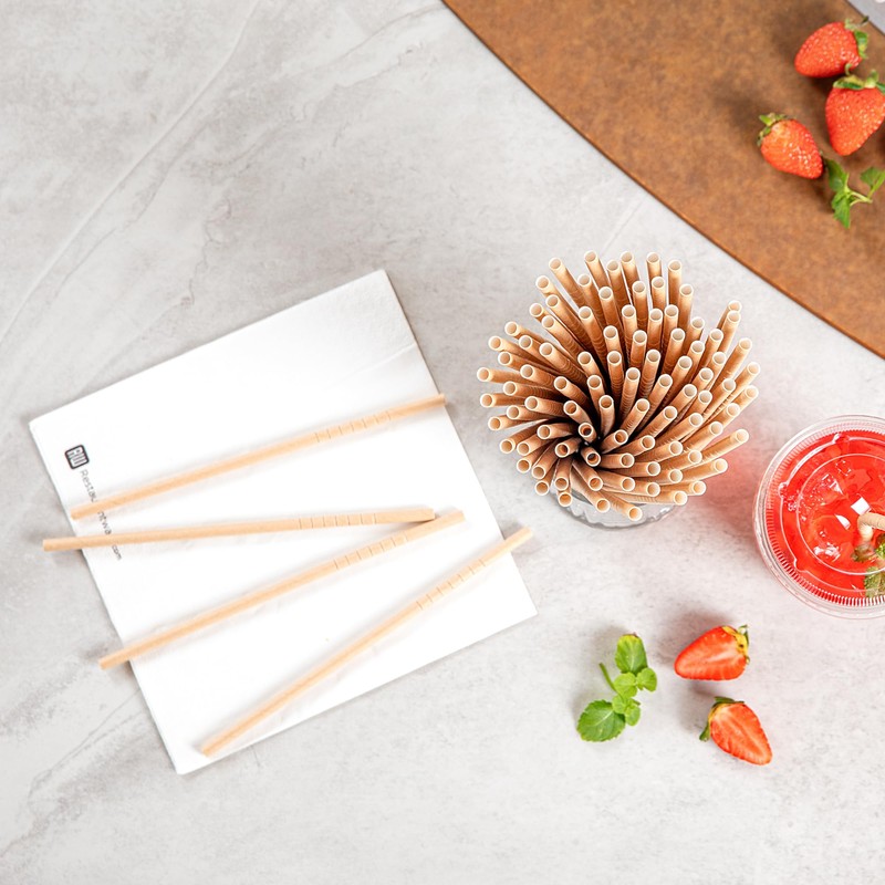 Restaurantware-Basic Nature 7.8 Inch Bendable Paper Straws, 100 Count Sustainable