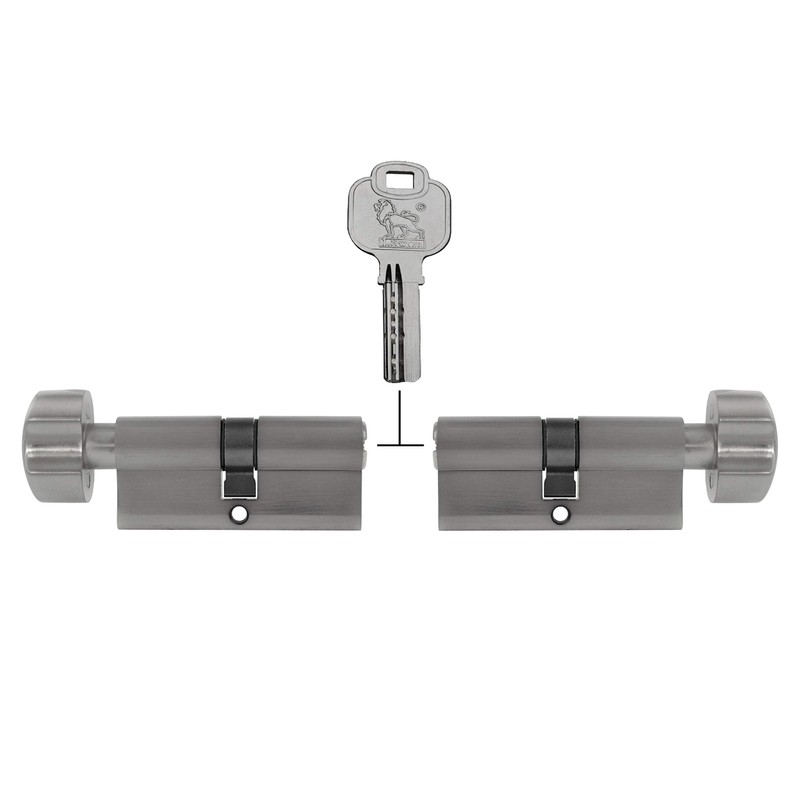 Löwen Sicherheit 2x Knob Cylinder KD 60 mm 30/30 Keyed