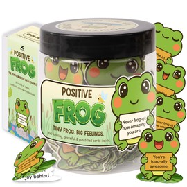 Positive Frog Jar – Thank You Gifts for Women, Men, Coworkers – Emotional Support Jar with 60 Notes – Appreciation Gifts for Coworkers, Teacher, Nurse, Retirement Gift for Men, Women, Frog Gift