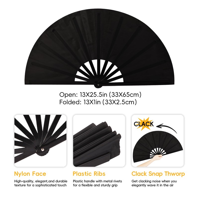 Afmyalid 13 Inch Large Rave Fan Popping Fan Portable Clacking