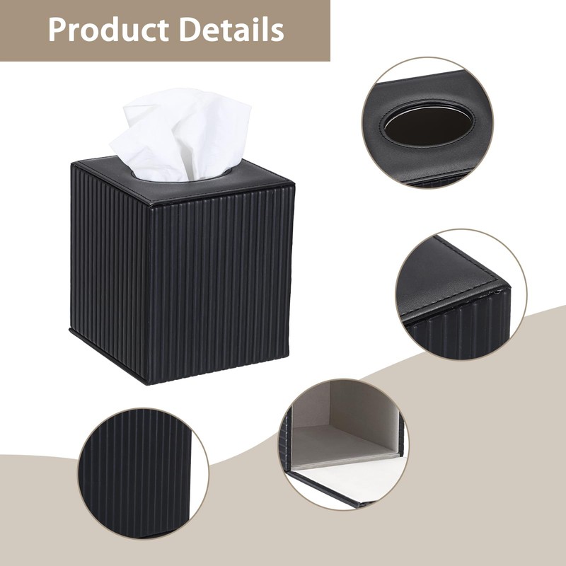 Sumnacon PU Leather Tissue Box Cover Modern Square Tissue Box