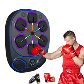 Qiveno Music Boxing Machine for Adults with 8 Boxing Targets - Wall-Mounted Punching Pad with LED Bluetooth Training System, Large Size Target & Padded Gloves, Home Fitness Equipment