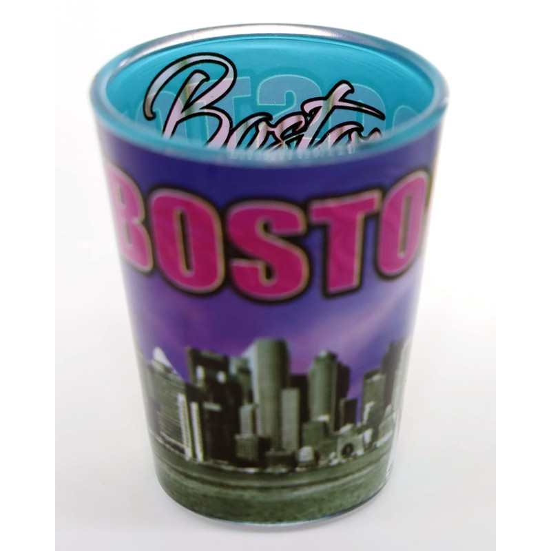 Boston Massachusetts Purple Grey Skyline Outside Blue Skyline Inside Shot