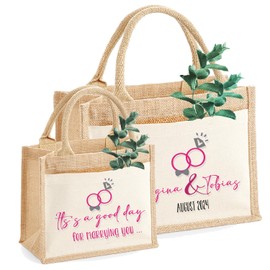 AMBERGER DESIGN by A&M Osterhage amd Jutebeutel bedruckt "Hochzeit" | Name personalisiert Nachhaltige-Shopper | Einkaufstasche Größe 42x33x19cm Gastgeschenke