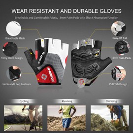 INBIKE Cycling Gloves Half Finger Men Women Summer Cycling Gloves Short Gel Breathable Non-Slip Mountain Bike Gloves for Cycling MTB Red, XXL