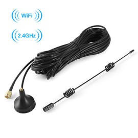 IP Camera WiFi Antenna Extension Cable Extender Sucker 33ft Extender Cable 5dbi Signal Boost Gain 2.4g with Magnetic Base for Wireless Security Camera and CCTV Wireless WiFi Camera System