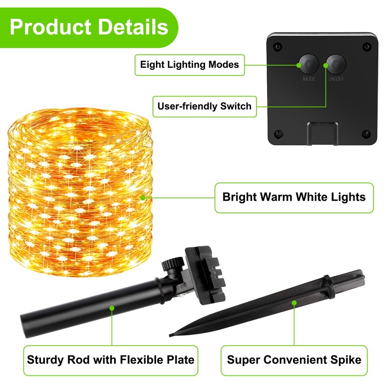 Brightever Outdoor Solar String Lights Waterproof 288Ft, 4-Pack Each 72FT