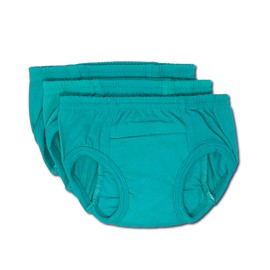 Tiny Trainers ROOMIER Small Cotton Training Pants, Unisex, for Babies and Toddlers, Elimination Communication or Potty Training - 3-pack (3T, Aqua Blue)