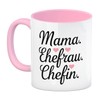 Mama Ehefrau Chefin Kaffeebecher in rosa stilvolles Design geschwungene Schrift