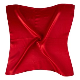 JWSilk Silk Neckerchief Small Square Silk Scarf Solid Color (Red 1)