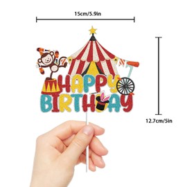 Circus Happy Birthday Cake Toppers Carnival Themed Birthday Party Decorations for Kids Birthday Party Favor Supplies