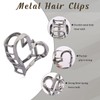 Metal Heart Hair Clip for Women Girls, 1Pcs Gunmetal 2.36