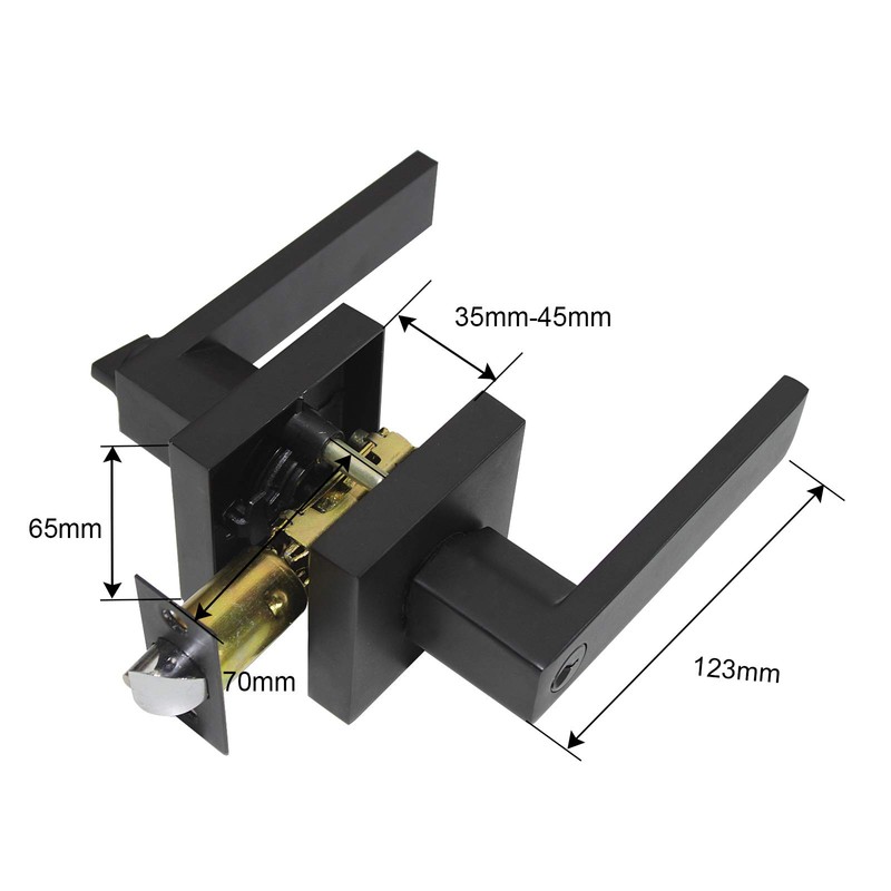 Probrico Entry Door Levers Matte Black with Keys, Heavy Duty
