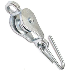 WASHING LINE WIRE ROPE PULLEY WITH HOOK GALVANISED STEEL ( pack of 3 )