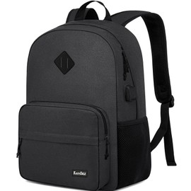 Kuosdaz Black Backpack for School Teens Boys Girls Lightweight Casual Backpacks for Men and Women Classic Basic Water-Resistant Casual Day Bag 15.6 Inch Laptop Book Bag
