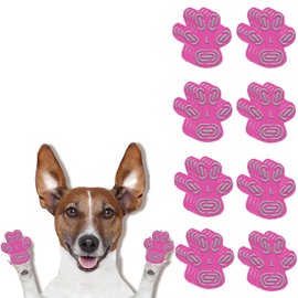 Dog Paw Protector Anti Slip Toe Grips Paw Pads for Dogs Traction, 8 Sets 32 Pads Disposable Self Adhesive Resistant Dog Shoes Boots Socks Replacement Dog Grippers for Senior Dogs (Rose Red3, L)