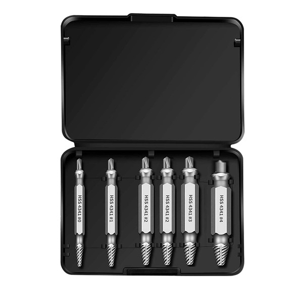 QincLing Set of 6 Screw Extractor Set, Damaged Screw Remover