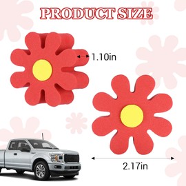 Hbxdeco Daisy Car Antenna Topper, Cute Daisy Flower EVA Antenna Ball for Vehicles, Funny Automotive Roof Toppers Decoration, Lovely Aerial Ball Mirror Dangler Car Accessories for Women Men (Red)
