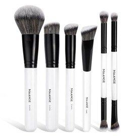 MAANGE Juego de 6 brochas para base, contorno y corrector, brochas de maquillaje, brochas para sombra de ojos y corrector, brochas de cejas de doble c