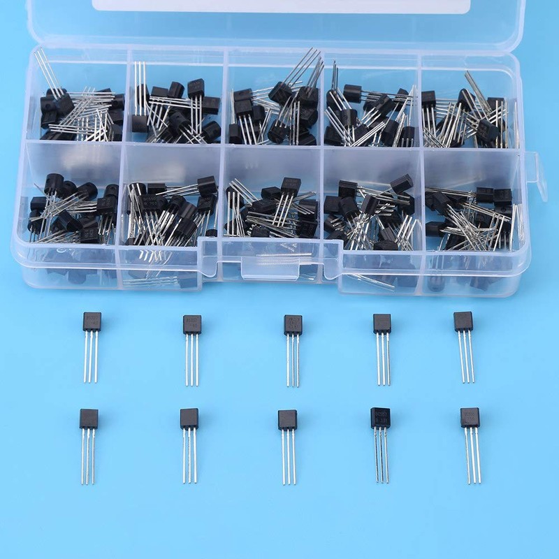 Akozon BC547 200pcs 10 Values NPN PNP Transistor Assortment Set