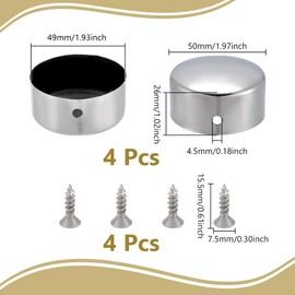 AHANDMAKER 4Pcs Stainless Steel Handrail End Cap, 49mm Inner Diameter Stair Round Handrail End Covers Guardrail Fitting Metal Fence Post Caps for Guardrail Railing