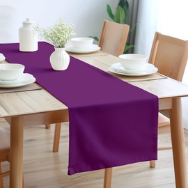 Encasa Homes Table Runner 13x104 in Long | Cotton Canvas Fabric | Purple Solid Color | Machine Washable & Durable