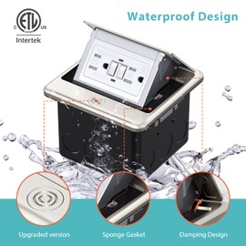 WEBANG Pop Up Floor Outlet Covers Box with 15 Amp Stainless Steel GFCI Tamper Resistant Rceptacle Outlet, ETL Listed, Brushed Nickel