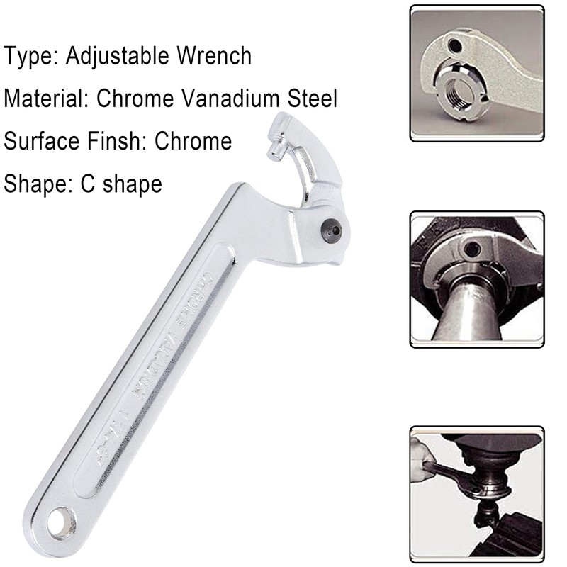 Wadoy Adjustable C Pin Spanner Hook Wrench for Hydraulic Ram