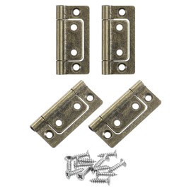 sourcing map 4Pcs 2x1 Inch Door Hinges Non-Mortise No Noise Bifold Door Hinges Plating for Cabinet Furniture Window Wardrobe with Screws, Bronze
