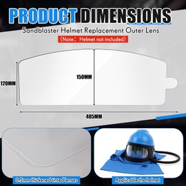 Kingdder 5 Pcs Sandblasting Hood Replacement Outer Lens Air Feed Sandblast Helmet Visors Clear PVC Film Protective Lens Cover Protector for Blue Sandblasting Equipped