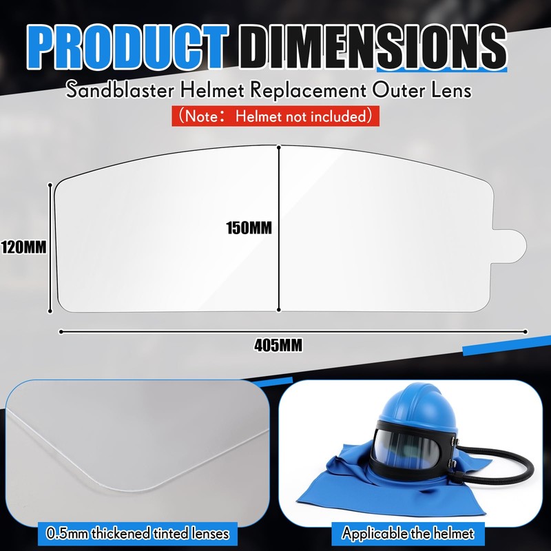 Kingdder 5 Pcs Sandblasting Hood Replacement Outer Lens Air Feed