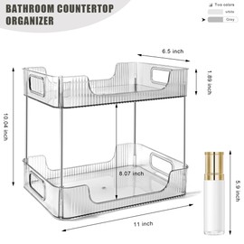 TENDER EPOCH 2-Tier Bathroom Counter Organizer Countertop Storage, Dresser Organizer Vanity Tray for Makeup, Perfume Organizer Cosmetics Skincare Shelf Organizer - Grey