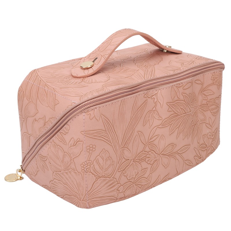 Make Up Cosmetic Bag PU Leather 180 Degree Opening Large