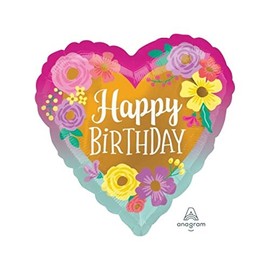 Anagram 18" Happy Birthday Painted Flowers HX