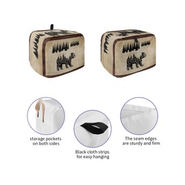 Toaster Covers 4 Slice Slot Vintage Black Bear Pine Tree Silhouettes Bread Machine Oven Cover Retro Rustic Kitchen Fingerprint Protection Bakeware Protector Large