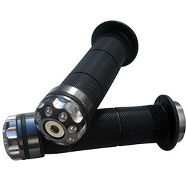 MotorToGo Titanium Gray CNC Aluminum 7/8" Handlebar Bar Gel Rubber Grips with CNC Bar-End Cap for 2018 Honda Grom 125