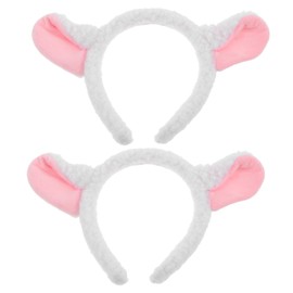 Baluue 2pcs Cute Lamb Ears Hair Band Soft Sheep Headbands for Costume Dress Up Lightweight Comfortable Goat Headband Accessories for Parties and Photos