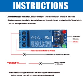 AEDIKO 10pcs 5V 1 Channel Relay Module Low Level Trigger Relay Expansion Plate Load Controlled Relay Switch Module