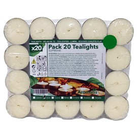 AROMATIS - 20 x Teelichter Vanille in Creme – Einzelne Duftkerzen Ø 39 mm – ideal für Aromatherapie, Dekoration, Ambiente, Essenzbrenner