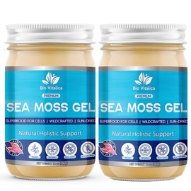 Sea Moss Gel by BioVitalica - Irish sea Moss raw Organic - Premium Quality - Dr Sebi, Vegan superfood for Cells - 100% Natural Seamoss Gel - (Pack of 2, Original)