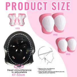 WDKXCN Children's Knee Pads Inline Skates Set of 7 Protectors Inline Skates Children with Helmet, Protectors Children, Protective Equipment Knee Pads Set for Roller Skating, Bikes and Skateboards