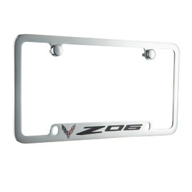 Corvette C8 Z06, 50 State Chrome Plated License Plate Frame with Four mounting Holes.