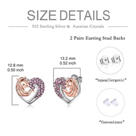 Earrings Hypoallergenic Pink Heart Jewelry Gifts 925 Sterling Silver Earrings for Women Girls Girlfriend