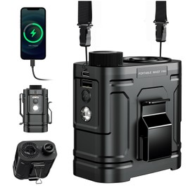 Portable Waist Fan 10000mAh Rechargeable Belt Fan Clip on Waist Portable Cooling Fans 100-Speeds Shirt Fans, Ultra-Long 40H Runtime Hand-free Hanging Neck for Outdoor/Hiking/Delivery/Fishing/Workers