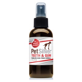 PetSilver Teeth & Gum Spray for Dogs & Cats, Eliminate Bad Breath, Natural Pet Dental Care Solution, Targets Tartar & Plaque, Clean Teeth Without Brushing, Easy to Apply, Chelated Silver, 4 fl oz