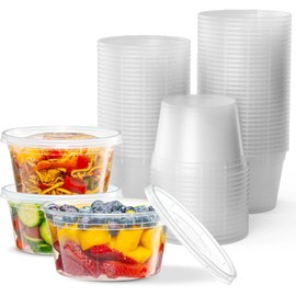 Epecnic Food Storage Containers, 12 oz BPA-Free PP Plastic Deli Containers with Lids, Leakproof, Freezer & Microwave Safe, Stackable for Meal Prep (48 Pack)​