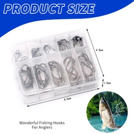 500Pcs Fishing Hooks, Carbon Steel Barbed Fishing Hooks 10 Sizes Fish Hooks 3# - 12# with Plastic Box Eyed Sea Fish Hooks Carp Fishing Tackle Carp Fishing Hooks Set for Saltwater or Freshwater