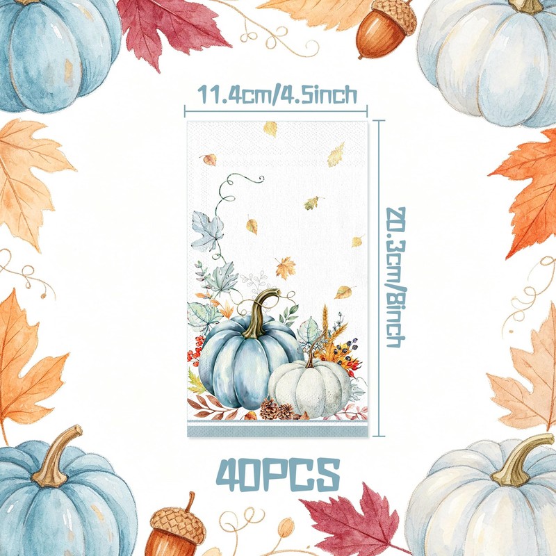 40 Pack Fall Disposable Paper Decorative Thanksgiving Leaf Pumpkin Napkins