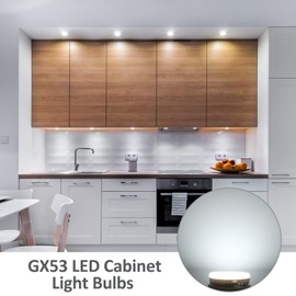Akynite GX53 9 W LED Cool White 6000 K 800 LM, AC 230 V, 180 Degree Light, Replaces GX53 Halogen Lamp & CFL, Recessed Spotlight GX53 LED Cool White for Cabinet Lamp, Not Dimmable, Set of 4
